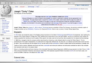 Corky Coker Wikipedia article